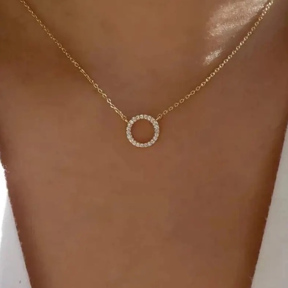 Gold Filled Circle CZ Entirety Necklace - Picture 1 of 1